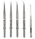 5Pcs Precision Tweezers Set, Flat/Pointed/Curved Angled Locking Long Tweezers for Crafts, Medical Surgical, Lab, Soldering, Jewelry Crafting, Watch & Electronics/Car Repair,Splinter Removal