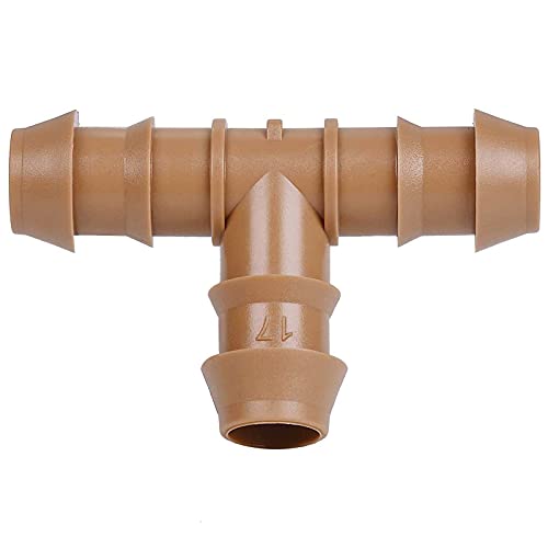 20-Pack Drip Irrigation Barbed Tee Fittings, Fits of 1/2”, 17mm .600” ID Drip Tubing - color: 20P-TEES