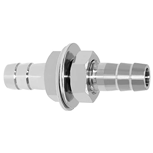 Beduan 3/8" Hose Barb Thru-Bulk Bulkhead Straight Hex Union Stainless Steel Fitting - size: 3/8" Hose Barb, style: Pack of 1