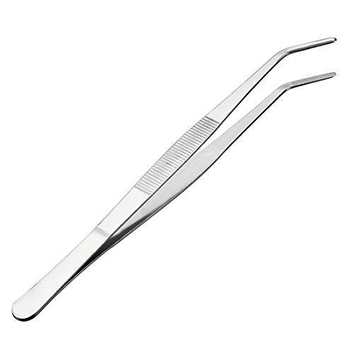 uxcell 10-Inch Stainless Steel Tweezers with Curved Serrated Tip Daily Garden Tool - size: 10 Inch, Curved Tip