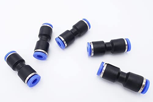 Push to Connect Fitting 5/32" Tube OD x 1/8" Tube OD Reducer, Pneumatic Air Water Straight Union Two Way Connector/Coupler (Pack of 5) - size: 5/32 inch - 1/8 inch