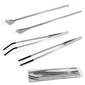4 Pcs Reptile Feeding Tools Set with Silicone Tips - Extra Long Straight&Curved Tongs, Spoons - Stainless Steel Terrarium Feeder Kit for Bearded Dragons, Lizards, Snake, Spiders, Aquarium