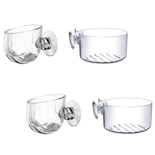 4 Pcs Aquarium Plant Pot Planter, Glass Fish Tank Plants Holder, Aquarium Decoration Plant Cup with Suction Cups for Fishes Tank Ornament Aquarium Décor Plastic Plants Fish and Aquatic Pets