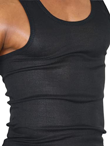 ToBeInStyle Men's Slim Fit Cotton Blend Solid Color Scoop Neck Tank Tops - color: 3-pack: Black, size: Large
