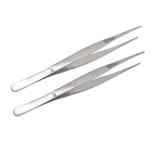 7 Inch Stainless Steel Tweezers with Straight Serrated Tip Multipurpose Forceps for Craft Repairing 2 Pack - size: 7 Inch