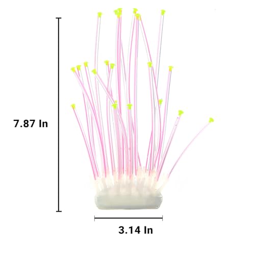Realistic Coral Aquarium Decor with Weighted Base, Soft Silicone Tentacle Ornament Lifelike Moving for Freshwater Saltwater Fish Tank, Safe Shelter for Fish Shrimp Invertebrates Aquascaping (Pink) - color: Pink