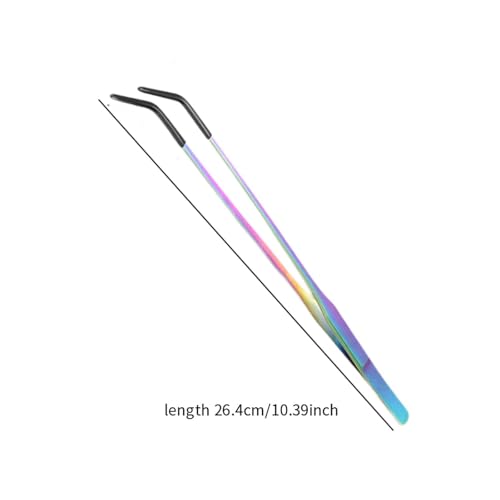 Baoblaze Reptile Feeding Tongs with Black Silicone Tip Long Planting Tweezers for Aquarium for Gecko Bearded Dragon Tank Aquascaping, Curved - color: Curved