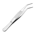 uxcell 5-Inch Stainless Steel Tweezers with Curved Pointed Serrated Tip - size: 5-Inch