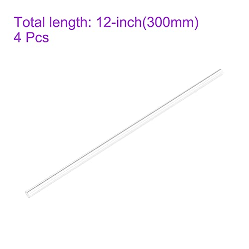 DMiotech 4pcs 1/4" x 5/16" x 12" Clear Acrylic Pipe Rigid Plastic Tubing for Aquarium Water Pipe, Water Cooling System, Plumbing - size: 1/4" x 5/16"