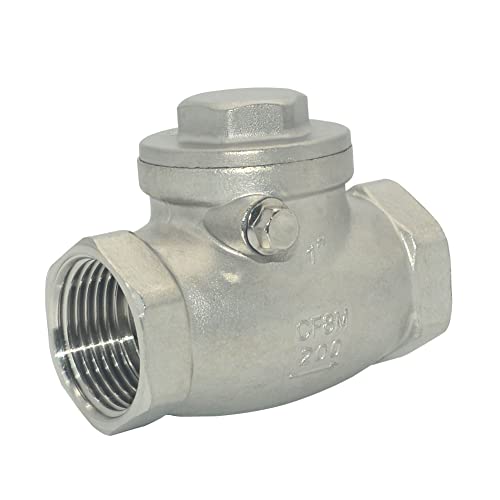 1" Stainless Steel SS316 Swing Check Valve,NPT Female x Female Thread,WOG 200 PSI PN16 CF8M - size: 1 Inch
