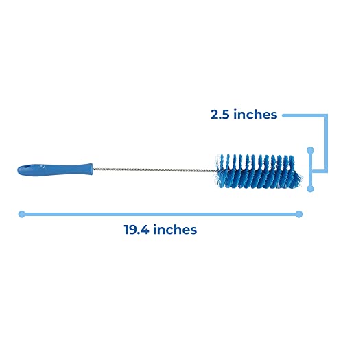 Vikan 2 5/8 in W Tube and Valve Brush, Medium, 13 1/2 in L Handle, 5 51/64 in L Brush, Blue 53703-1 Each - color: Blue