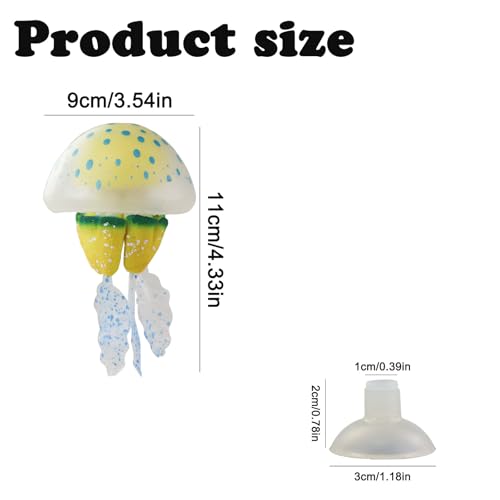 WishLotus Aquarium Jellyfish Decoration, Soft Silicone Glowing Aquarium Decorations Fluorescent Jellyfish with Suction Cup New Upgraded Simulation Aquarium Decor for Various Fish Tank (C 1, Blue) - color: Blue, style: C 1