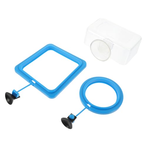 KESYOO 3pcs Fish Feeding Rings with Suction Cup Fish Tank Feeding Tool for Aquarium with Blue Round Blue Square and Frame Shapes for Home Aquarium Use