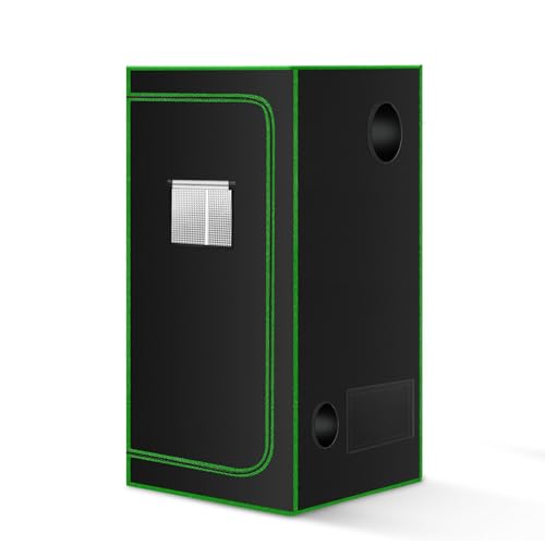 2x2 Grow Tent, 24"x24"x55'' High Reflective 600D Diamond Mylar Canvas with Observation Window and Floor Tray for Hydroponic Indoor Plant Growing - size: 24"x24"x55"