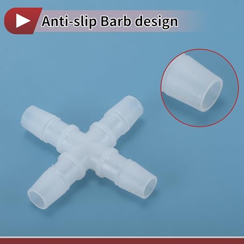 Plastic Hose Barb Fitting 7/16" OD Barb Cross 4 Way Pipe Connector Clear 10 Pcs - size: 7/16"OD