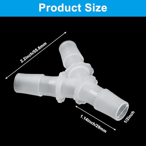 Hitefu 1/2" Plastic Hose Barb Fitting Equal Barbed 3 Way Y Shaped Hose Tubing Joint Splicer Mender Adapter Union for Oxygen Tubing Pipe Household Fuel Water Liquid Air (Pack of 10) - size: 1/2 Inch