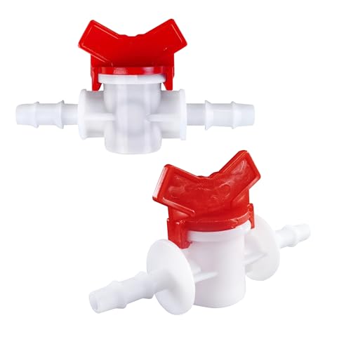 3/8-Inch Drip Irrigation Barbed Valve, Drip Line Ball Valve Shut-Off Plastic Switch Hose Connectors, Drip Irrigation Tubing Parts for Drip Irrigation and Aquariums White, 2PCS - size: 3/8 Inch