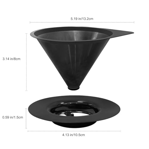 LHS Pour Over Coffee Dripper Reusable Coffee Filter Paperless Coffee Filter Stainless Steel Pour Over Coffee Maker Cone Coffee Dripper for 1-2 Cup,Black - color: single mesh 1-2 cups Black