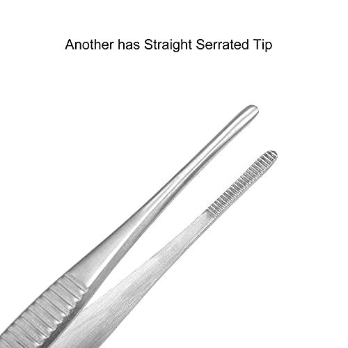 7 Inch Stainless Steel Tweezers with Straight and Curved Serrated Tip Multipurpose Forceps for Craft Repairing 2 Pack - size: 7 Inch