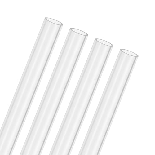 M METERXITY 4-Pack Clear Rigid Acrylic Pipe, 8mm[0.31"] ID x 10mm[0.39"] OD Plastic Round Tube for Water Cooling System/Lamps/Fountains/Aquariums/Display Stand, Acrylic Tubing [305mm/12IN] - size: 8mm ID x 10mm OD