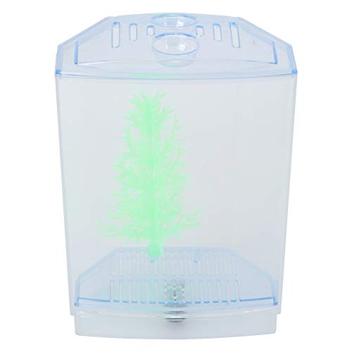 Mini Fish Tank Breeding Box Aquarium Isolation Incubator with Acrylic Material Transparent View Air Circulation Cover Dirt Groove Bottom Plug for Fish Breeding Sick (Single Grid)