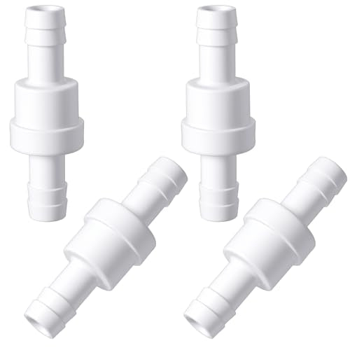 4 PCS 3/8" Check Valve, Check Valve Non Return Ozone Resistance Barb Hose Aquarium Checks Valves for Pump Vacuum Oil Water Gas Fuel, White