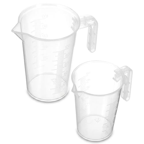 100ml and 50ml Plastic Clear Measuring Cup, 2 Pcs Graduated Measuring Cup with Handle Multipurpose PP Beaker for Home Kitchen Lab