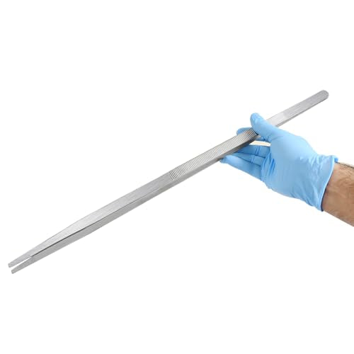 18" Thumb Dressing Forceps, Mulipurpose Tweezer Stainless Steel, Serrated Tip Straight, Aquascaping, Reptile Feeding, Crafts, Tissue Handling Forceps