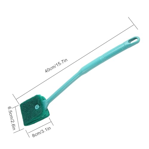 Aquarium Algae Scraper, Double Sided Sponge Brush Cleaner Long Handle Fish Tank Scrubber Sponge Scrubber Cleaner with Hanging Holes(green)