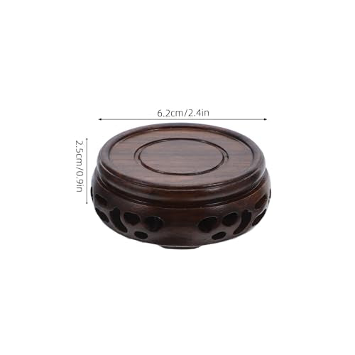 Wooden Display Stand Small round Vase Riser Pedestal Blackwood Base 5cm Diameter 2.5cm Height Stable Home Decor for Teapot Aquarium Fish Bowl