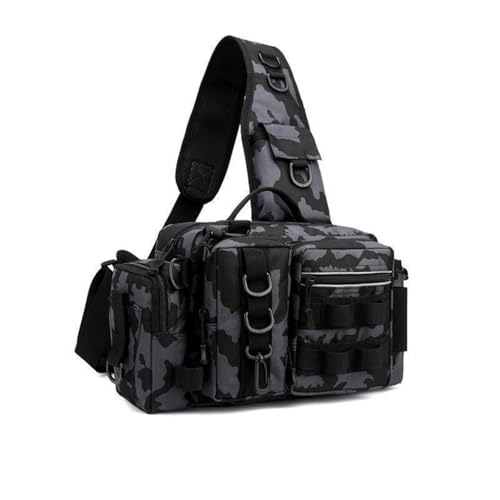 Tactical Fishing Backpack with Rod Holders,35L MOLLE Tackle Bag Water Resistant for Men and Women,Outdoor Gear Storage for Saltwater and Freshwater (Dark Camouflage) - color: Dark Camouflage