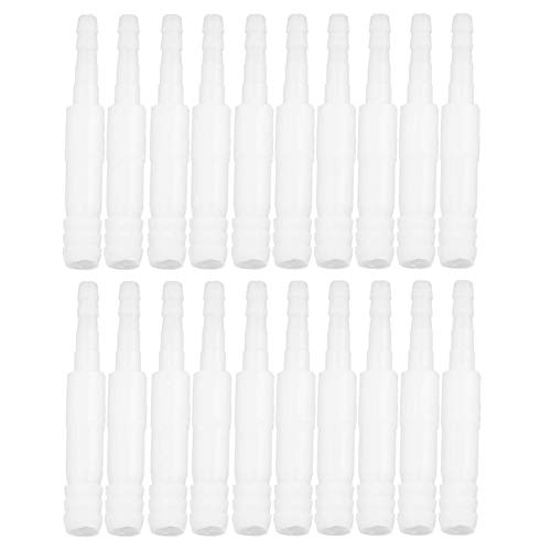 Yctze 20pcs Aquarium Hose Adapter - 4mm to 8mm PVC Air Valve Tube Connector Converter Straight Clear White Plastic Inline Tubing for Easy Water Pipe Connection