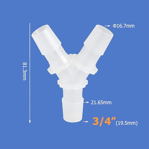 Quickun 3/4" Hose Barb Fitting Equal Barbed Y Shaped 3 Way Plastic Joint Splicer Mender Adapter Union for Air Line Tubing Pipe (Pack of 4) - size: 0.75 Inch