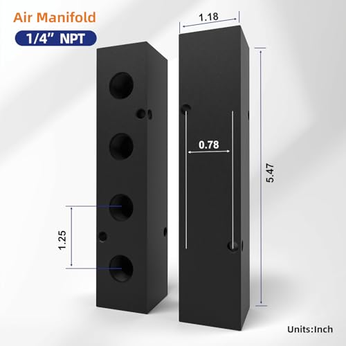 1/4" NPT Air Compressor Manifold, Line Hose Splitter 4 Way 6 Ports Pneumatic Manifold Air Distribution Block with Accessories - style: 4 Way 6 Ports
