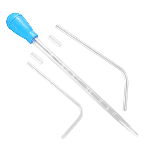 Aquarium Coral Fish Feeder, 50ml Manual Acrylic Pipette Suction Dropper with 2pcs Extension Pipes & 2pcs Connecting Hoses Fish Tank Waste Cleaning Tool & Water Changer