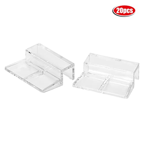 Pssopp 20Pcs Aquarium Glass Cover Clip Acrylic Universal Lid Clips for Rimless Aquariums Clear Color Acrylic Aquarium Glass Cover Holder(8mm)