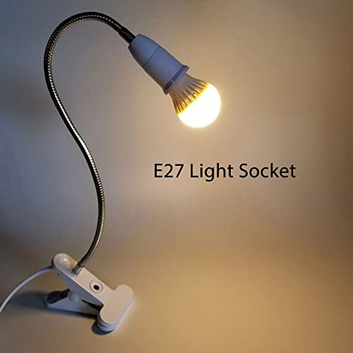 ciciglow Light Bulb Holder,Flexible Wire Neck 360° Adjustable E27 Light Socket,Light Stand with Switch 11.8In Cable Clip Lamp Clamp Light Socket Clamp Lamp Fixture for Aquarium Plant Grow and Reading