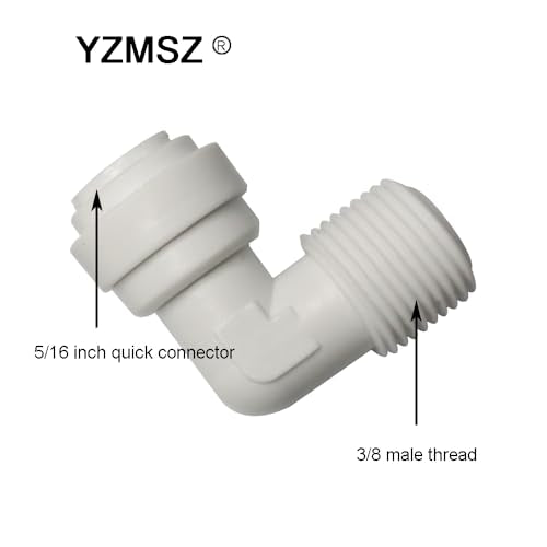10-Piece 3/8" Male Thread to 5/16" Quick Connect Adapters - Elbow RO Water Filter Fittings for Reverse Osmosis System - style: elbow male 3/8 to 5/16 o.d.