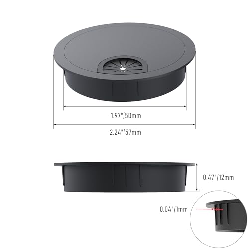 Desk Grommet 2 Inch 50mm, Zinc Alloy Computer Desk Wire Hole Cover, Office Desktop Cord Cable Hole Metal Ring, Black - size: 2" Black