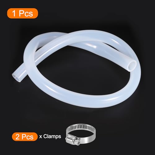 MECCANIXITY 3.3ft Clear Silicone Rubber Tubing 1" OD Plastic Tube Flexible Air Hose for Brewing, Wine Making, Pump Siphon, 20mm x 26mm, with 2pcs Clamps - color: Clear, size: 20mm x 26mm