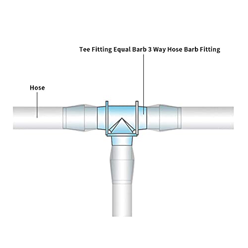 3/16" Tee Fitting Equal Barb 3 Way Hose Barb Adapter for Fuel Gas Liquid Air (Pack of 5) - size: 3/16 inch