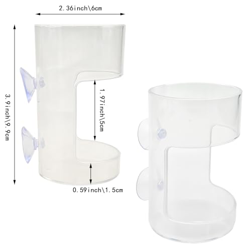 2 Pack PS Plastic Fish Feeders, Tank Feeding Tray with Suction Cup, Artemia Clear Floating Fish Tank Dish Tray, Tank Divider Supplies
