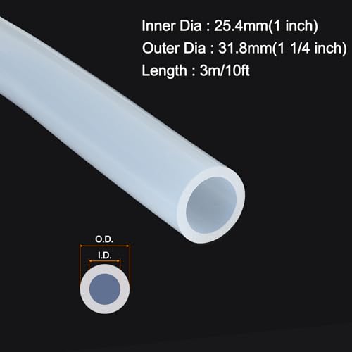 MECCANIXITY 10ft Clear Silicone Rubber Tubing 1" ID 1 1/4" OD Plastic Tube Flexible Air Hose for Brewing, Wine Making, Pump Siphon, 25.4mm x 31.8mm, with 2pcs Clamps - color: Clear, size: 1" x 1 1/4"