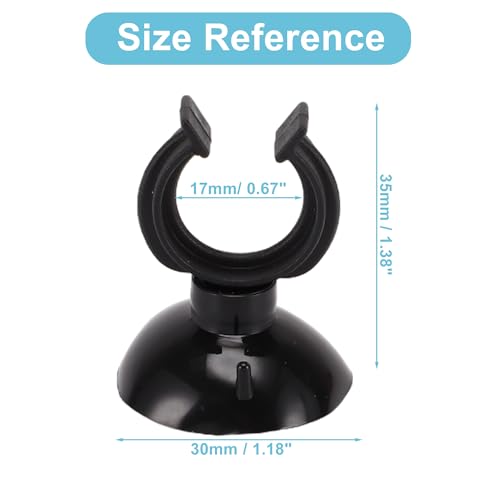 Aquarium Suction Cup, Aquarium Sucker Clip, Suction Cups Airline Tubing Holder, Fish Tank Accessories for Aquarium Fish Tank, Black, 0.67"