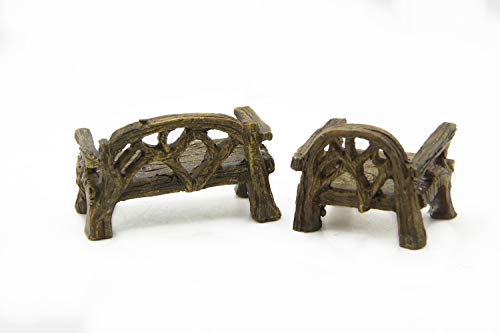Fiddlehead Fairy Village - Micro Cany Resin Mini Bench & Chair Set Fairy Garden Decor Accessory Fish Tank Decoration - size: Bench & Chair