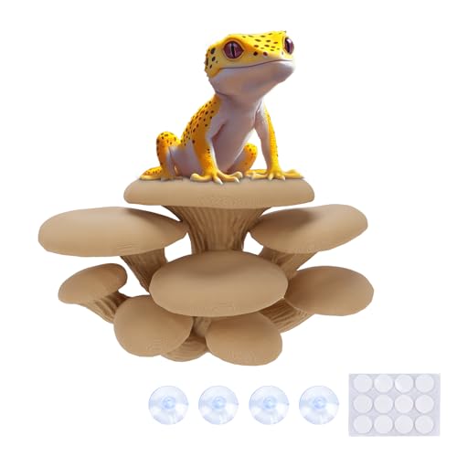 Westant Mushroom Decor for Reptile Tank, Fish Tank, Pet-Safe Bearded Dragon Tank Accessories, Realistic Terrarium Plants for Leopard Geckos, Crested Geckos, Tree Frogs, Snakes (Almond, Cluster Cap) - color: Almond, size: Cluster Cap