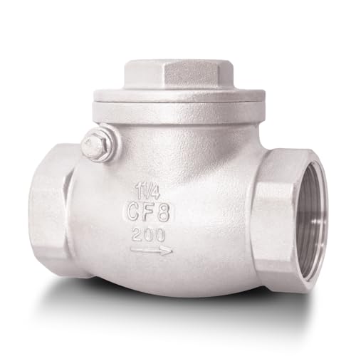 1-1/4" NPT Horizontal Check Valve, Stainless Steel Non Return Swing Check Valve, Level One Way Counterflow Valve to Prevent the Medium Backflow for Oil Water Gas Air（1-1/4", DN32） - size: 1-1/4"-NPT