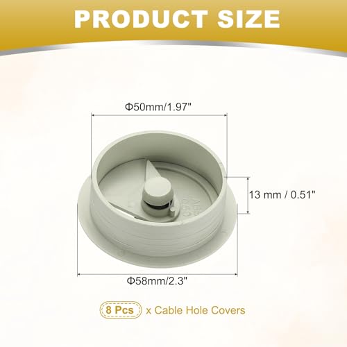 M METERXITY 8-Pack Cable Hole Cover, 2.3 Inch 59mm ABS Desk Cable Wire Cord Grommet Hole Cover for Home/Office Desktop Wire Organizer [Gray] - color: Gray, size: 2.3"