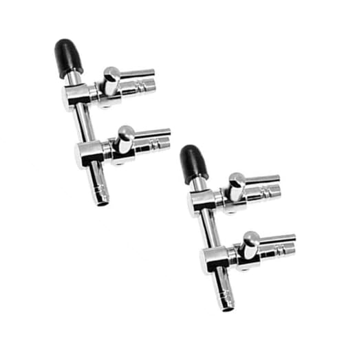 Aquarium air pump splitter, 2-Way air flow control valve,Metal stainless steel control valve for pump accessories 2Pcs