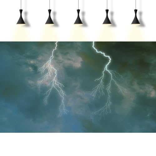 Stormy Sky Aquarium Background Dark Clouds Lightning Flashes Night Sky Fish Tank Background Severe Weather Natural Disasters Reptile Tank Backgrounds Hurricane Tornado Terrarium Backgrounds 24x12in - color: Dark Grey, size: 24(W)x12(H)inches/ 60(W)*30cm(H